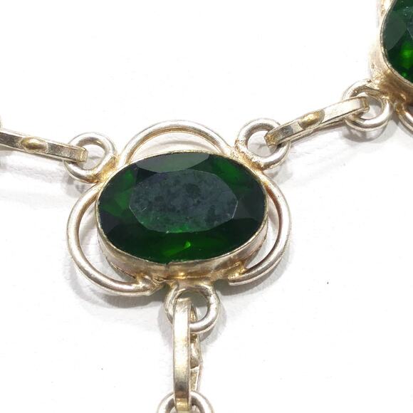 Vintage Green Glass Silver Tone Pendant Necklace, S Hook Clasp, 1970s - Picture 4 of 10